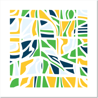 Fractions Yellow Green Blue Abstract Art Posters and Art